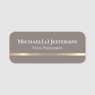 Elegant Driftwood Grey & Golden Line: Modern Girly Name Tag