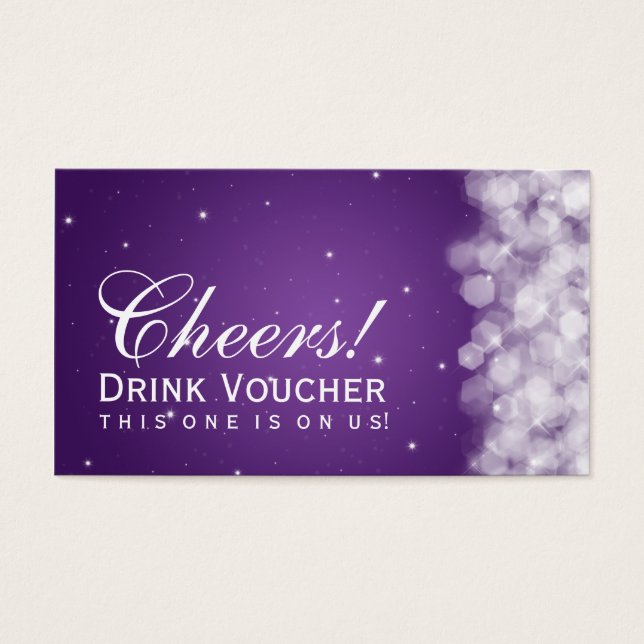 Elegant Drink Voucher Party Sparkle Purple (Front)