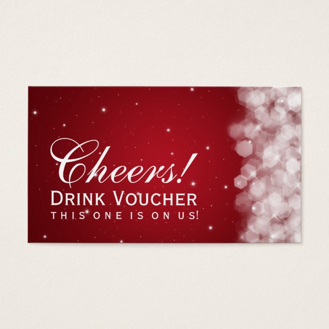Elegant Drink Voucher Party Sparkle Red (Front)