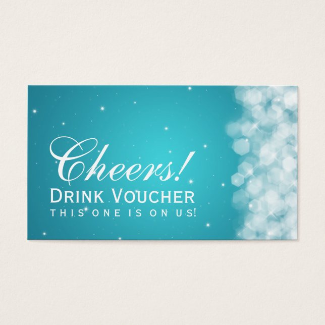 Elegant Drink Voucher Party Sparkle Turquoise (Front)