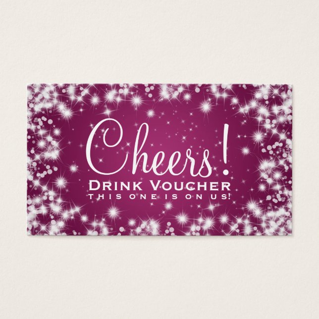 Elegant Drink Voucher Party Winter Sparkle Pink (Front)