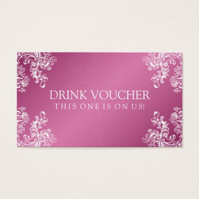 Elegant Drink Voucher Vintage Swirls 2 Pink (Front)
