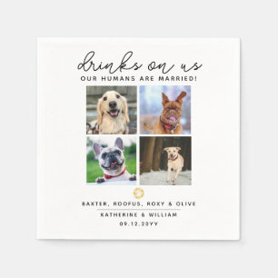 Elegant Drinks on Us 4 Pets Photos Wedding Napkin