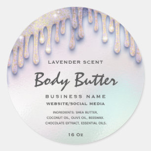 Elegant drips holographic  body butter label