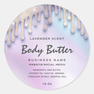Elegant drips holographic body butter label