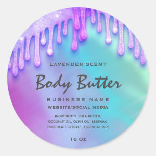 Elegant drips holographic  body butter label