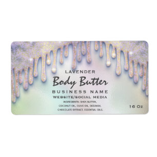 Elegant drips holographic body butter label