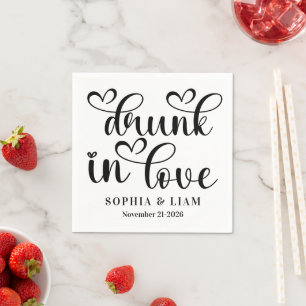 Elegant Drunk in Love Script Wedding Napkin