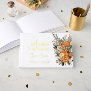 Elegant Dry Oranges Wedding Guest Book 