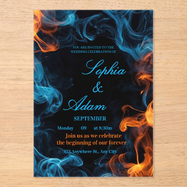 Elegant Dual Flame Wedding Invitation (Front)