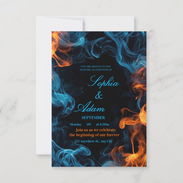 Elegant Dual Flame Wedding Invitation (Front)