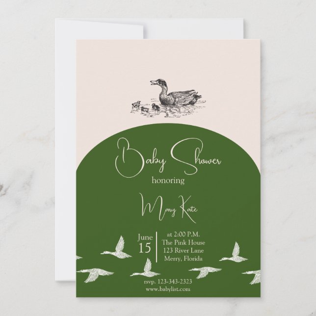 Elegant Duck Baby Shower Bundle Invitation (Front)
