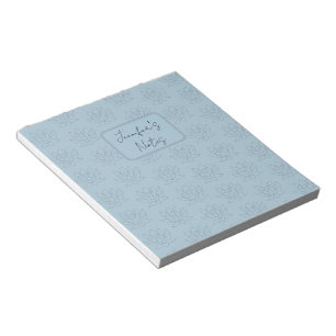 Elegant Duck Egg Blue Simple Floral Lotus Notepad