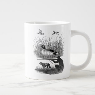 Elegant Duck Hunter Scene Graphic - Nature and Wil Large Coffee Mug