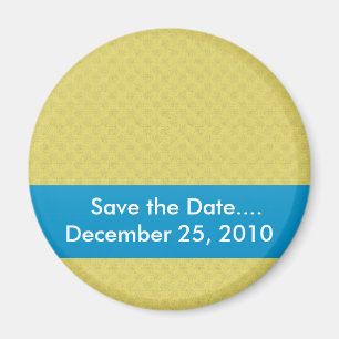 elegant dull yellow damask circles on yellow backg magnet