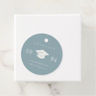 Elegant Dusky Blue Grey Minimal Simple Graduation Favour Tags