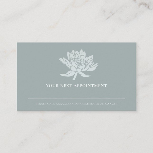 ELEGANT DUSKY BLUE LOTUS FLORAL APPOINTMENT BUSINESS CARD (Front)