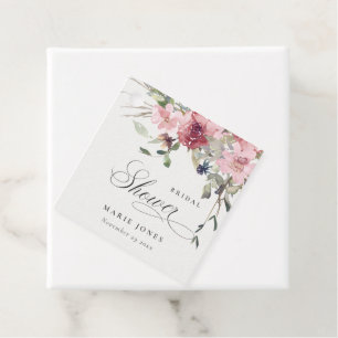 Elegant Dusky Blush Rose Floral Bridal Shower Favour Tags