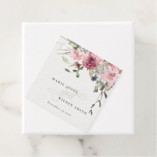 Elegant Dusky Blush Rose Wildflower Floral Wedding Favour Tags