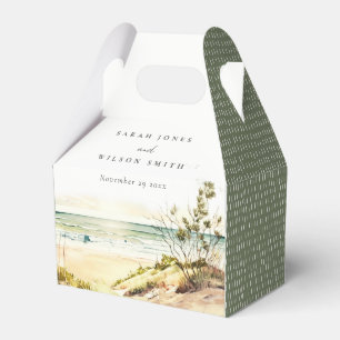 Elegant Dusky Coastal Beach Sun Seascape Wedding Favour Box