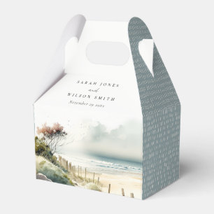 Elegant Dusky Coastal Sand Beach Seascape Wedding Favour Box