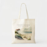 Elegant Dusky Coastal Sand Beach Seascape Wedding Tote Bag<br><div class="desc">Dusky Coastal Sand Beach Seascape Theme Collection.- it's an elegant script watercolor Illustration of coastal sand beach with greenery,  perfect for your coastal beachy wedding & parties. It’s very easy to customise,  with your personal details. If you need any other matching product or customisation,  kindly message via Zazzle.</div>