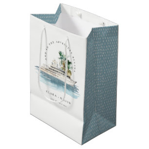 Elegant Dusky Cruise Ship Palm Seascape Wedding Medium Gift Bag
