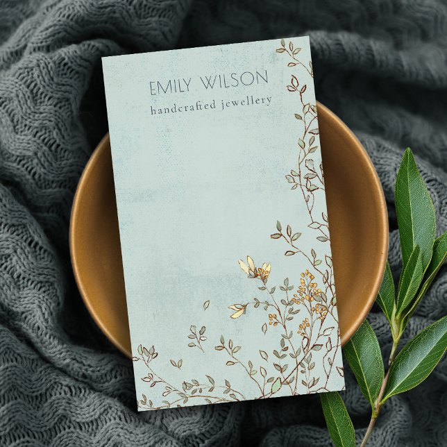 Elegant Dusky Floral Aqua Blank Jewellery Display Business Card (Creator Uploaded)