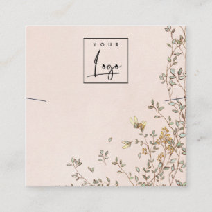 Elegant Dusky Floral Blush Logo Necklace Display Square Business Card