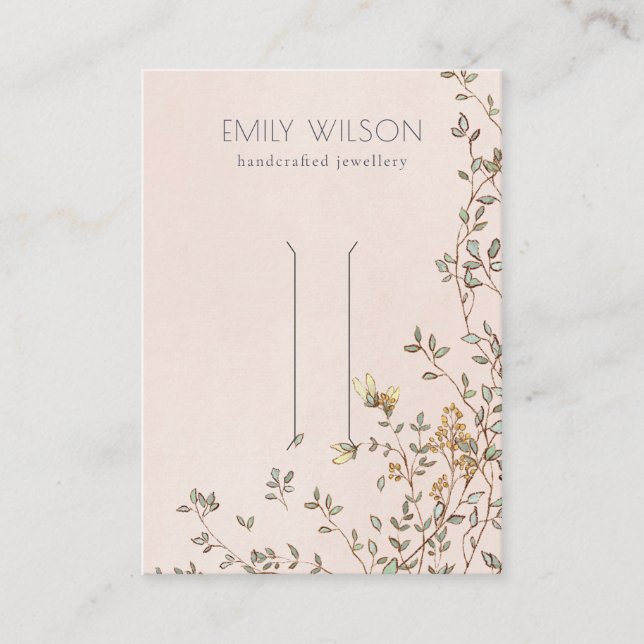 Elegant Dusky Floral Vine Blush Hair Clip Display Business Card (Front)