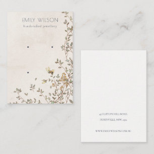 Elegant Dusky Floral Vine Ivory 2 Earring Display Business Card