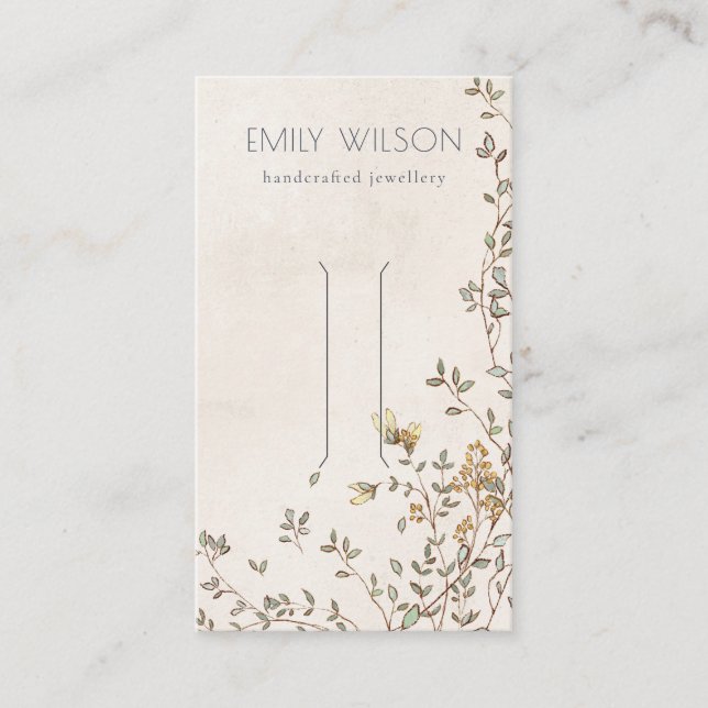 Elegant Dusky Floral Vine Ivory Hair Clip Display Business Card (Front)