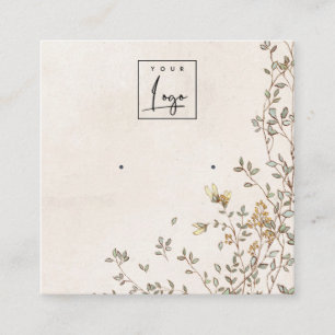 Elegant Dusky Floral Vine Logo Earring Display Square Business Card