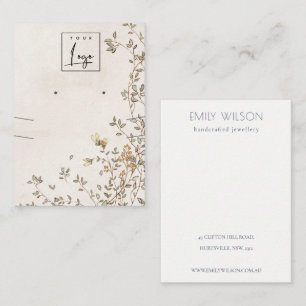 Elegant Dusky Floral Vine Logo Earring Necklace Business Card