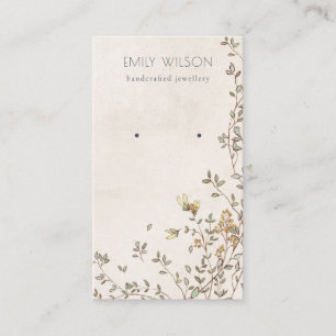 Elegant Dusky Floral Vine Stud Earring Display Business Card