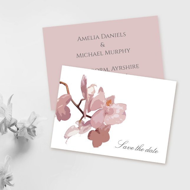 Elegant Dusky Pink Orchid Save the date (Creator Uploaded)