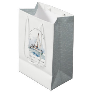 Elegant Dusky Sailboat Yacht Seascape Wedding Medium Gift Bag