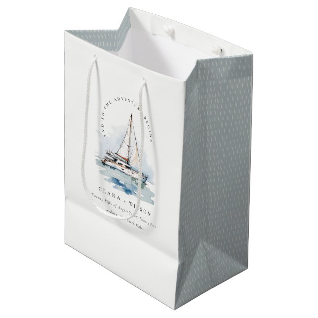Elegant Dusky Sailboat Yacht Seascape Wedding  Medium Gift Bag (Front Angled)