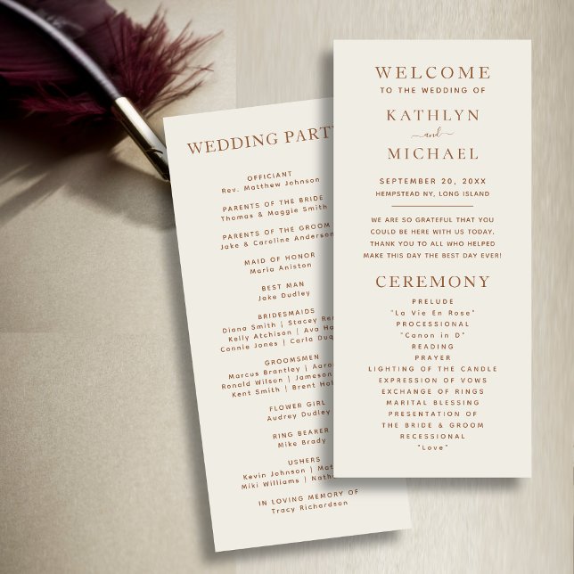 Elegant Dusty Beige Modern Typography Wedding Programme (Creator Uploaded)