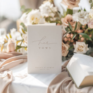 Elegant Dusty Beige Pink Photo Wedding Her Vows Card