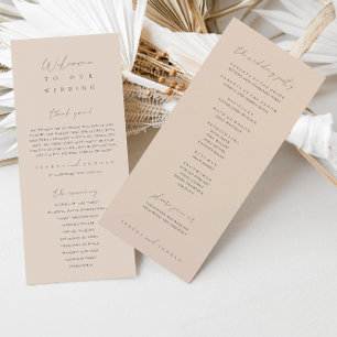 Elegant Dusty Beige Pink Wedding Ceremony Program