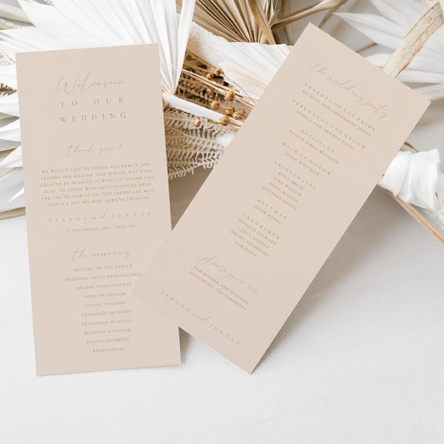 Elegant Dusty Beige Pink Wedding Ceremony Program (Creator Uploaded)