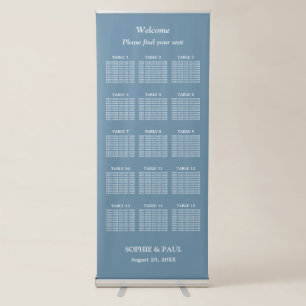 Elegant Dusty Blue 15 Table Wedding Seating Chart Retractable Banner