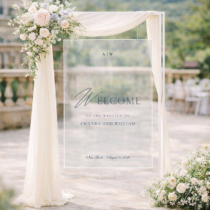 Elegant Dusty Blue Acrylic Wedding Welcome Sign