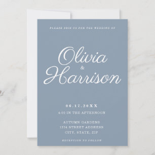 Elegant Dusty Blue All In One Wedding Invitation