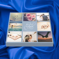 Elegant Dusty Blue Ampersand Wedding Photo Collage