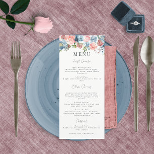 Elegant Dusty Blue and Rose Floral Swag Menu
