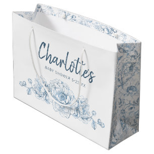 Elegant Dusty Blue Baby Shower  Large Gift Bag