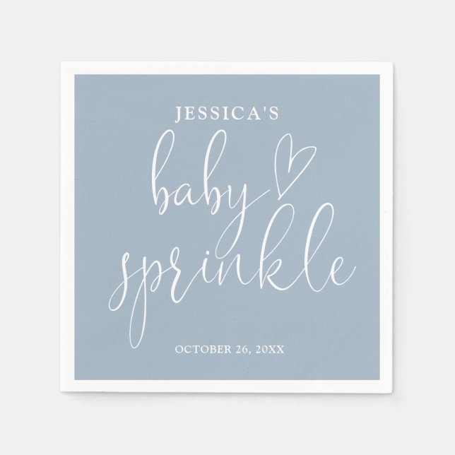 Elegant Dusty Blue Baby Sprinkle Shower Napkin (Front)