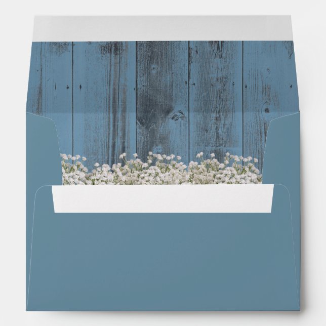 Elegant Dusty Blue Baby's Breath Floral Wedding Envelope (Back (Bottom))